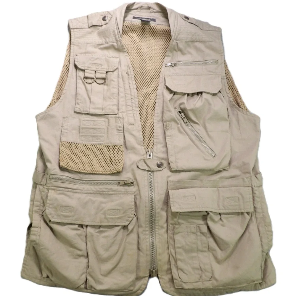 VTG Banana Republic Safari Travel Photojournalist Utility Vest Cotton Medium 90s